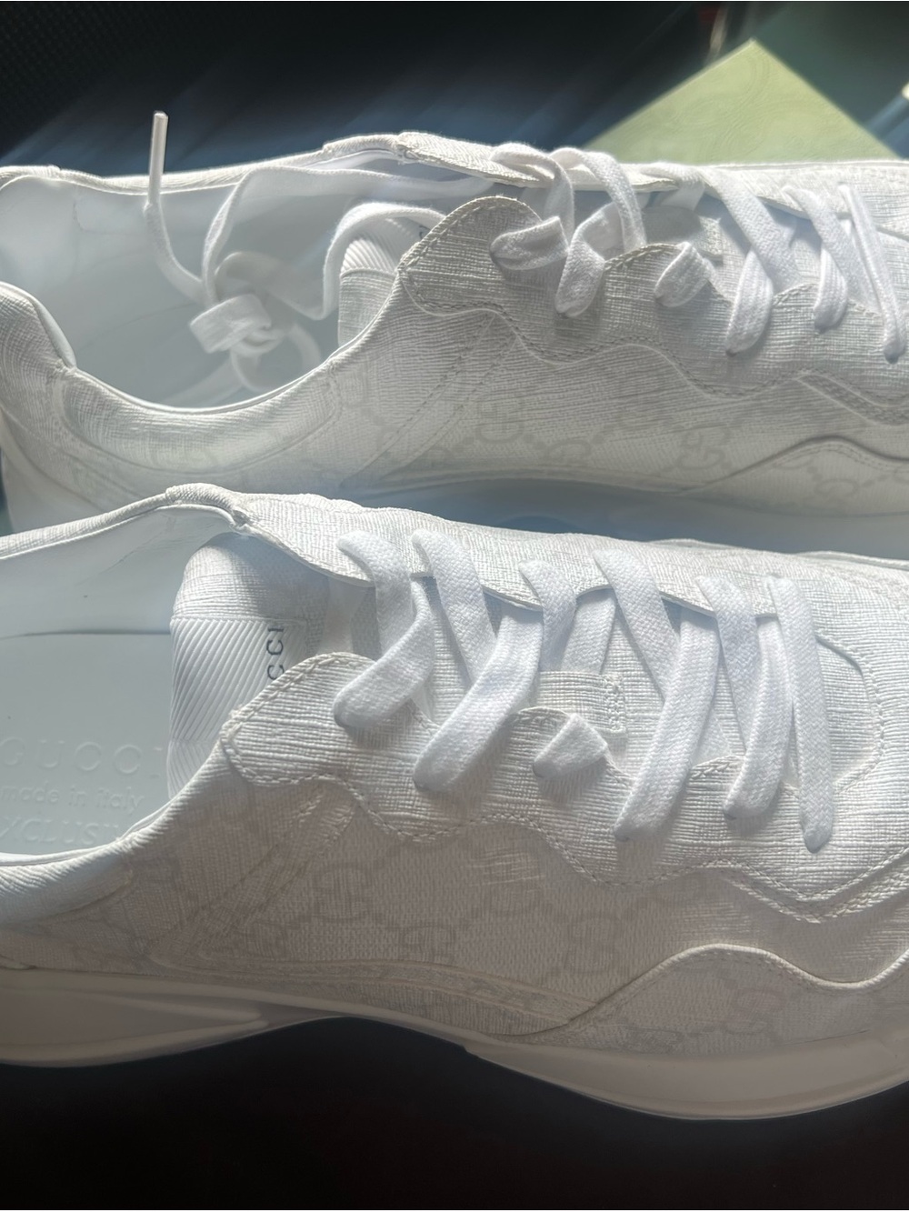 Gucci Men's White Low-Top Monogram Sneakers - Picture 2 of 5
